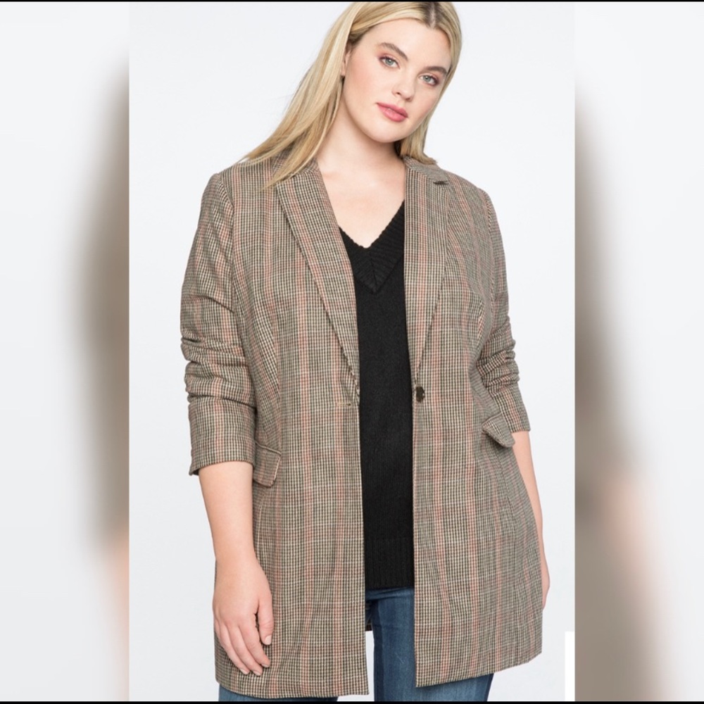 Long Plaid Blazer